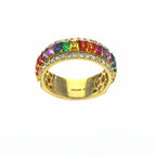 Rainbow Gem Emerald Cut Ring 10kt YG 1.85ct SI-GH 0.75ct 4.9gr Size 7 RN00160