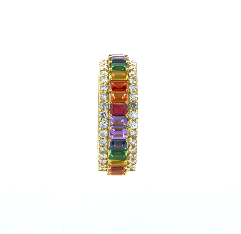 Rainbow Gem Emerald Cut Ring 10kt YG 1.85ct SI-GH 0.75ct 4.9gr Size 7 RN00160