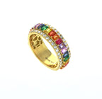 Rainbow Gem Emerald Cut Ring 10kt YG 1.85ct SI-GH 0.75ct 4.9gr Size 7 RN00160