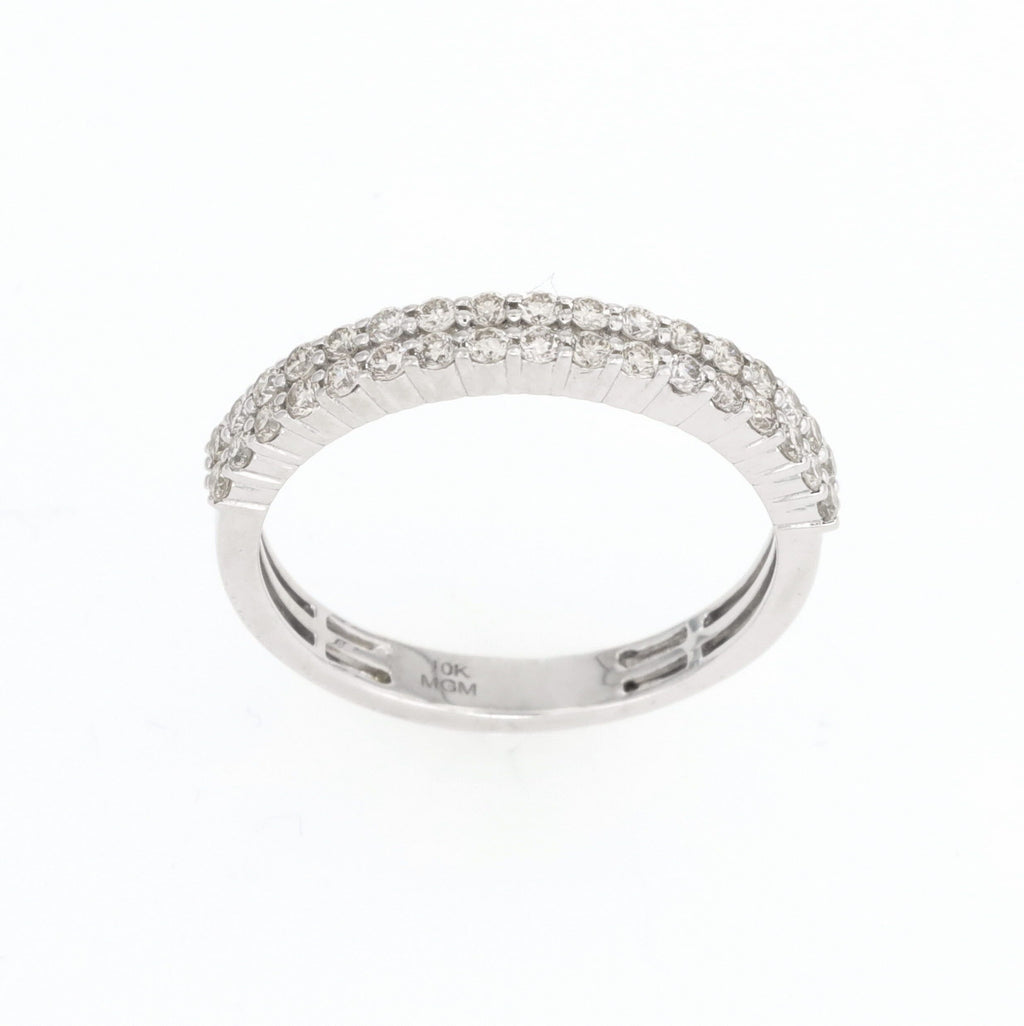 Double Row Diamond Ring 10kt WG SI-GH 0.80cttw Size 10 RN00158