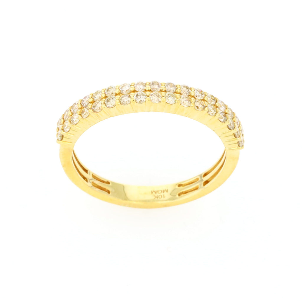 Double Row Diamond Ring 10kt YG SI-GH 0.80cttw Size 10 RN00156