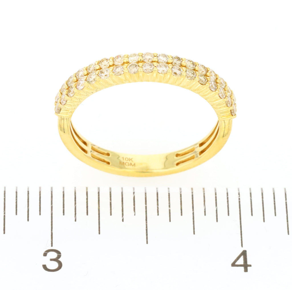 Double Row Diamond Ring 10kt YG SI-GH 0.80cttw Size 10 RN00156