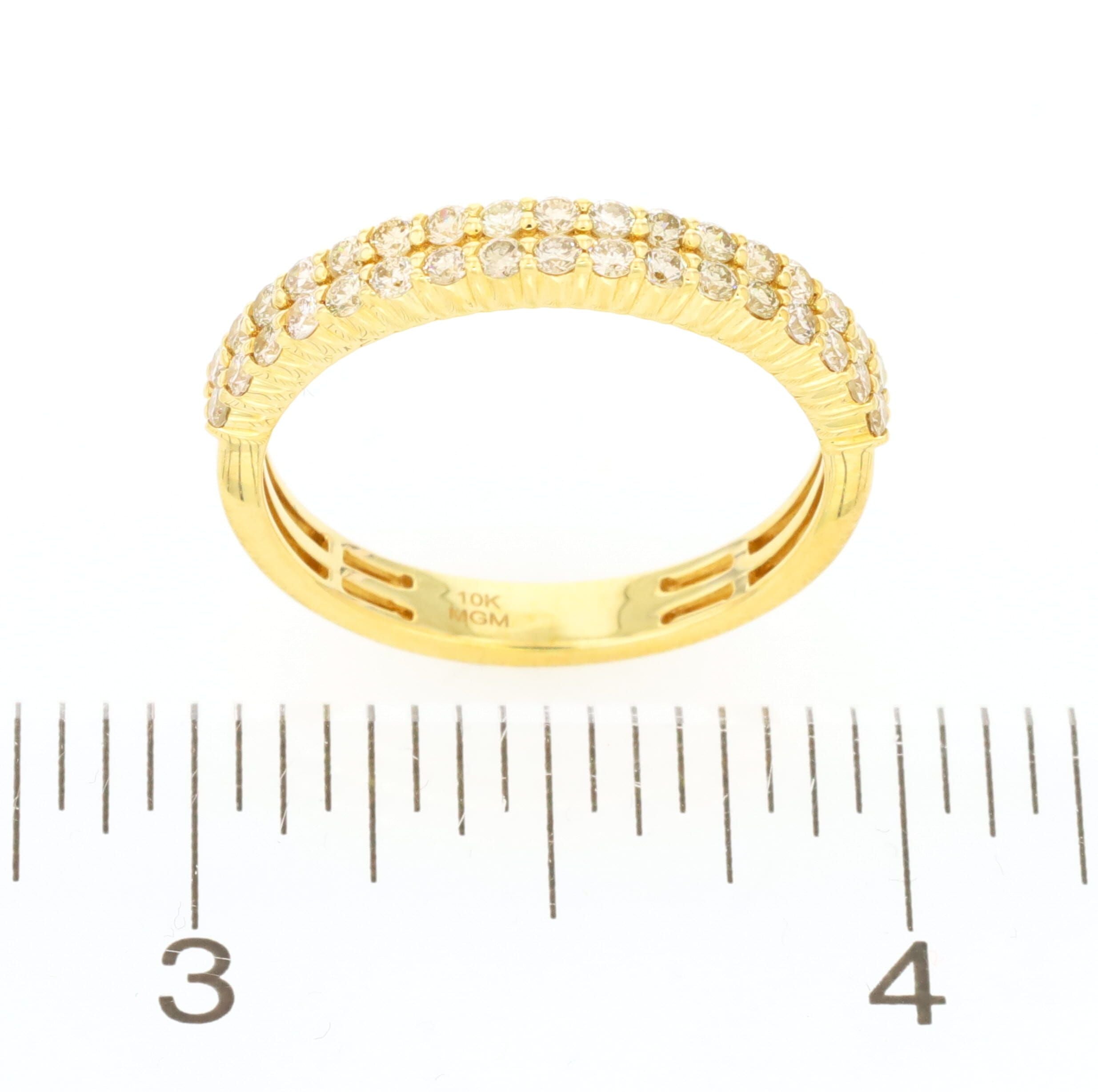 Double Row Diamond Ring 10kt YG SI-GH 0.80cttw Size 10 RN00156