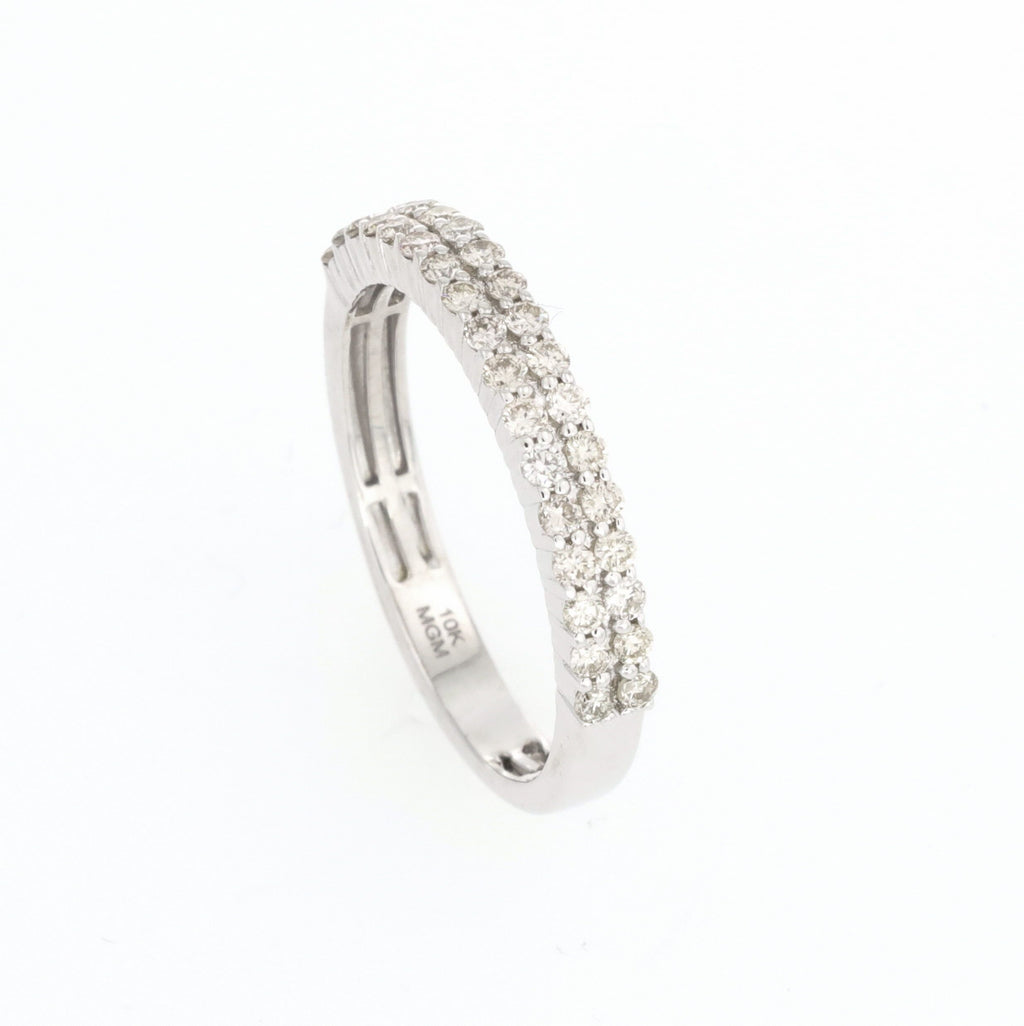 Double Row Diamond Ring 10kt WG SI-GH 0.80cttw Size 10 RN00158