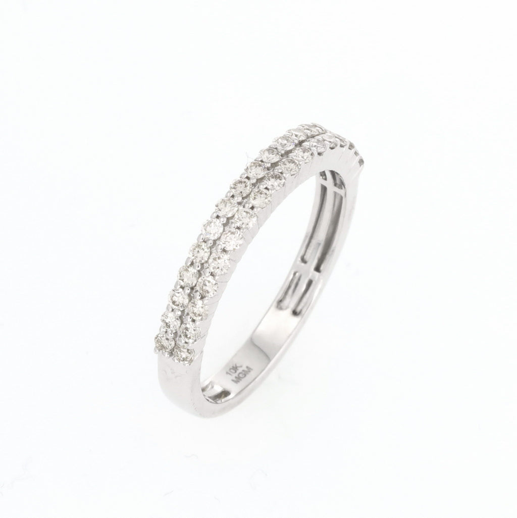 Double Row Diamond Ring 10kt WG SI-GH 0.80cttw Size 10 RN00158