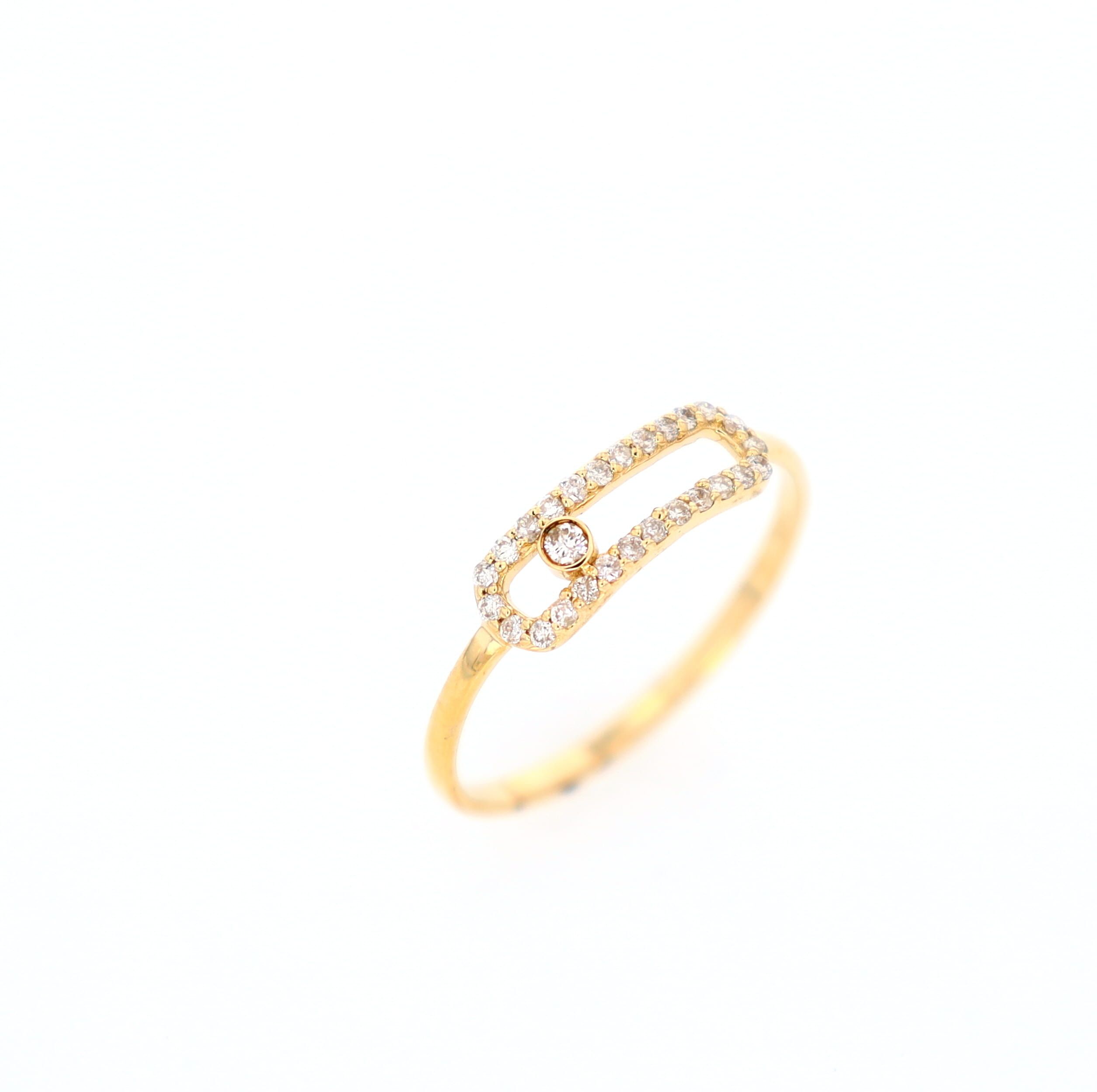 Diamond Paper Clip Ring 14kt YG 0.15cttw 0.9gr RN00135