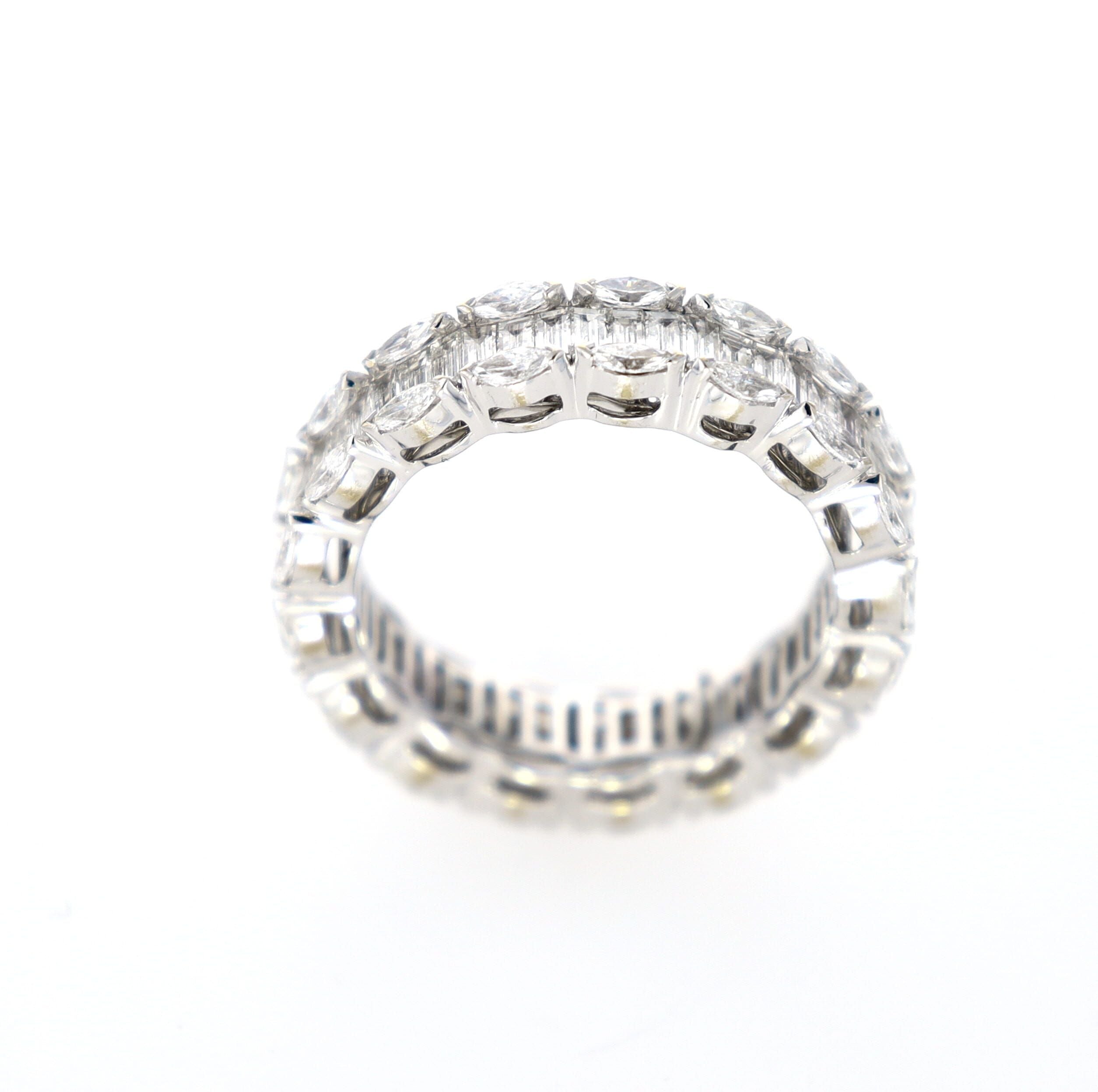 Baguette and Marquise Diamond Eternity Ring 18kt WG 4.62gr 2.62cttw Si-GHI RN000377