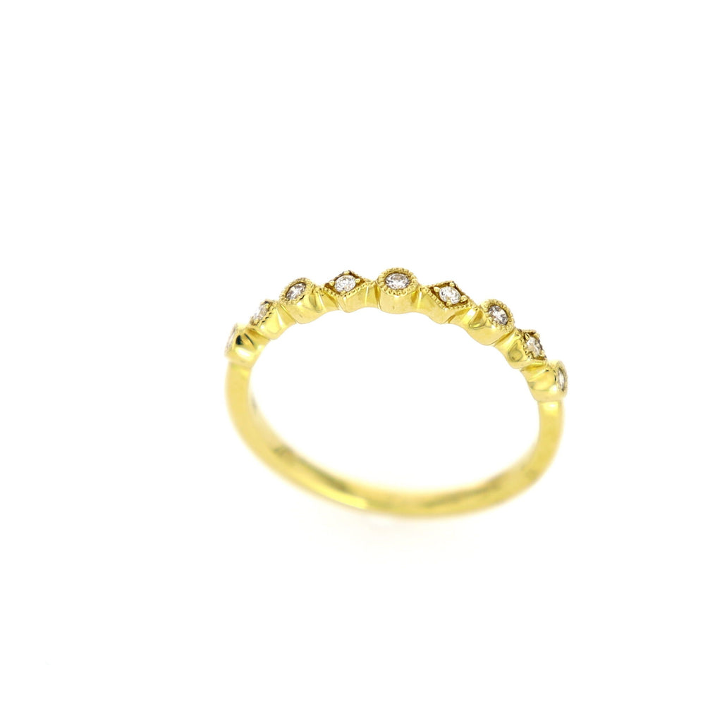 Round / Triangle Diamond Ring Stacker 18kt YG 9 RD RN00151