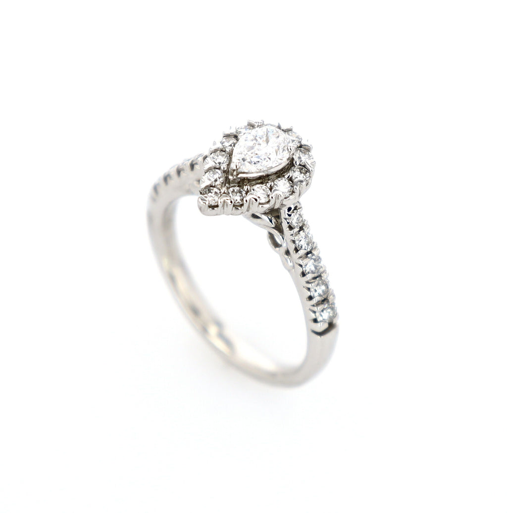 Pear Shaped Brilliant Engagement Ring 14kt WG 3.1gr 0.75cttw RN00122