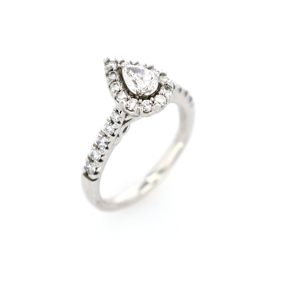 Pear Shaped Brilliant Engagement Ring 14kt WG 3.1gr 0.75cttw RN00122