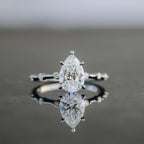 Pear Cashé Engagement Ring 18kt WG LAB 1.50ct Center VS1 F / 0.10ct Band VS DEF 1.60cttw Size 6 IGI LG619429523 RN00180