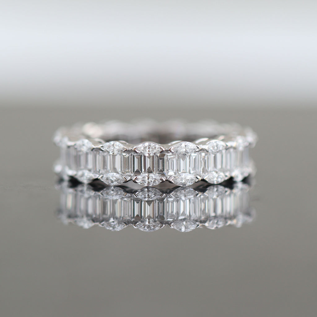 Baguette and Marquise Diamond Eternity Ring 18kt WG 4.62gr 2.62cttw Si-GHI RN000377