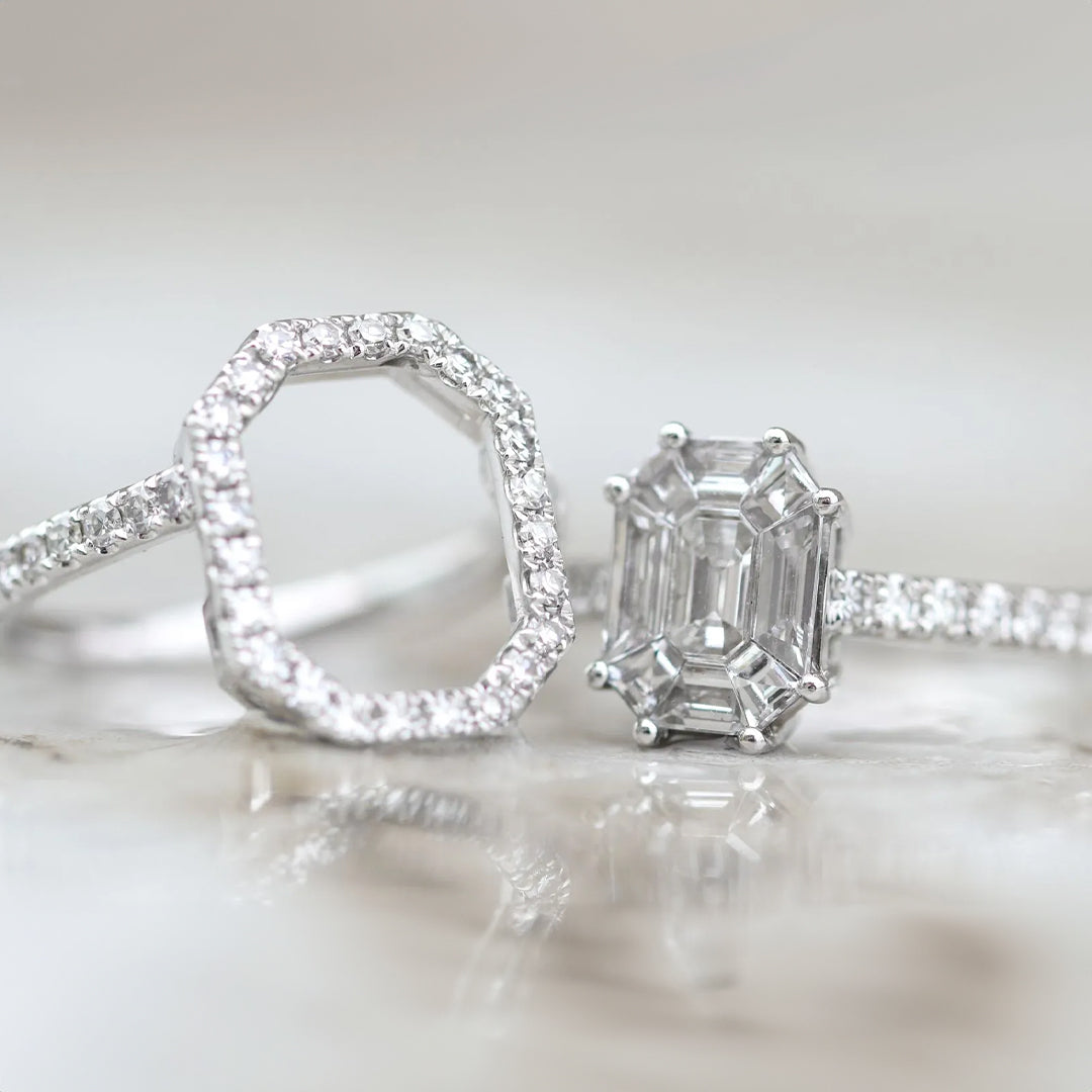 Invisible Set Cashé Engagement Band Ring Invisible Set Cut to Spec 18kt WG 7.64gr 1.65cttw RN00166