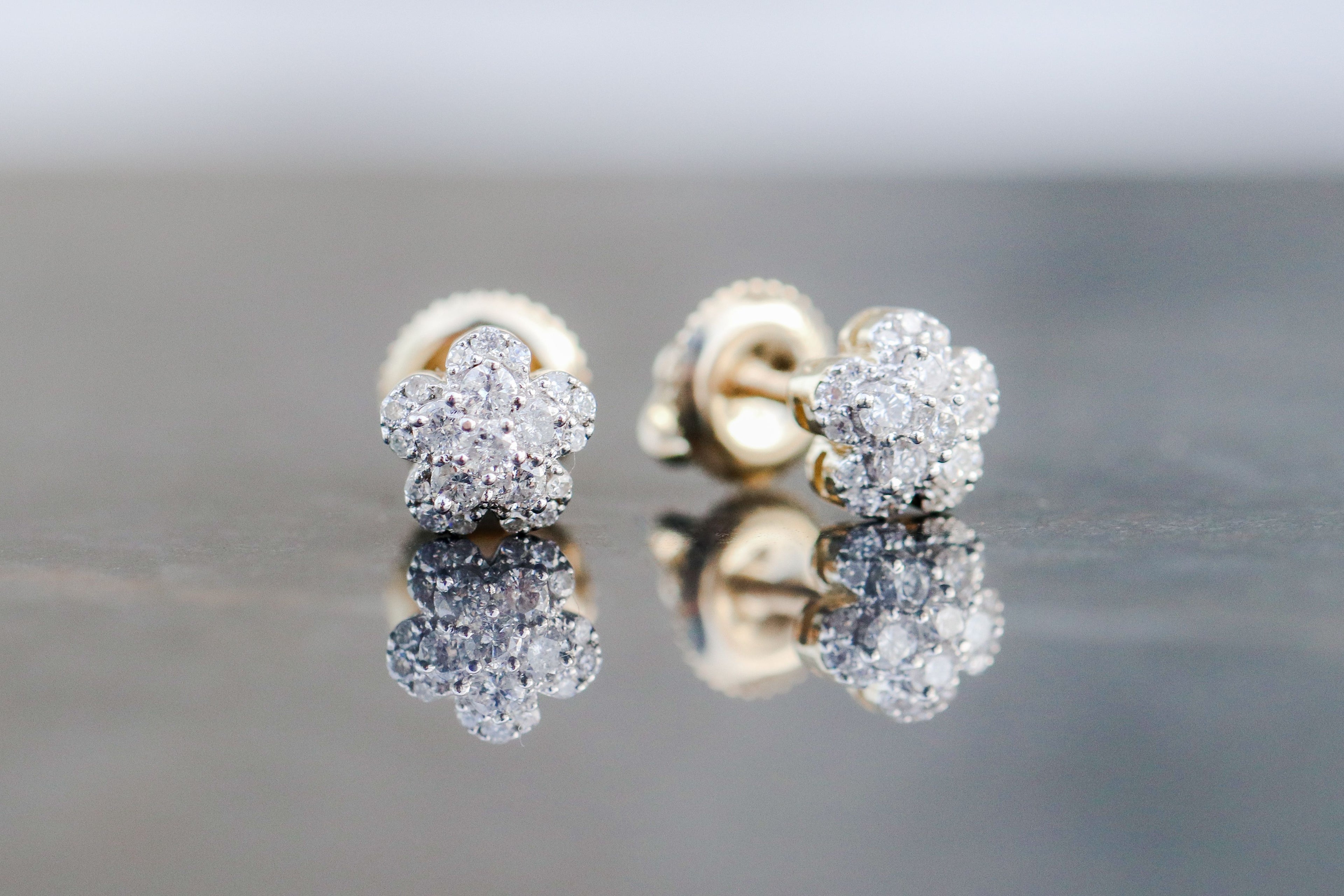 Winter Flower Diamond Studs 10kt YG 0.35cttw ER00135
