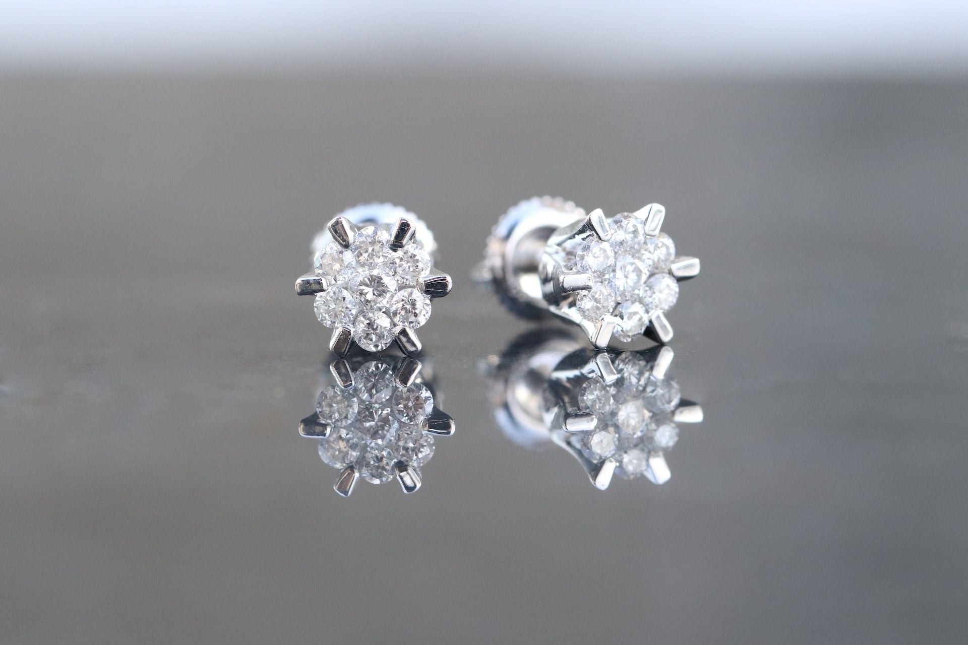 Diamond Winter Flower Stud Earrings 10kt WG 0.55cttw ER00109
