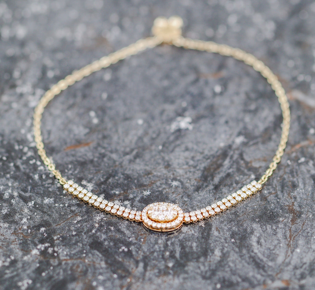 Fancy Oval Cashé Diamond Bracelet 18kt YG 9" 1.30cttw BR000363