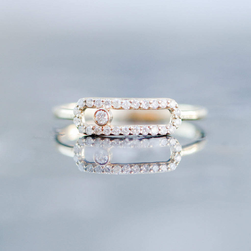 Diamond Paper Clip Ring 14kt YG 0.15cttw 0.9gr RN00135