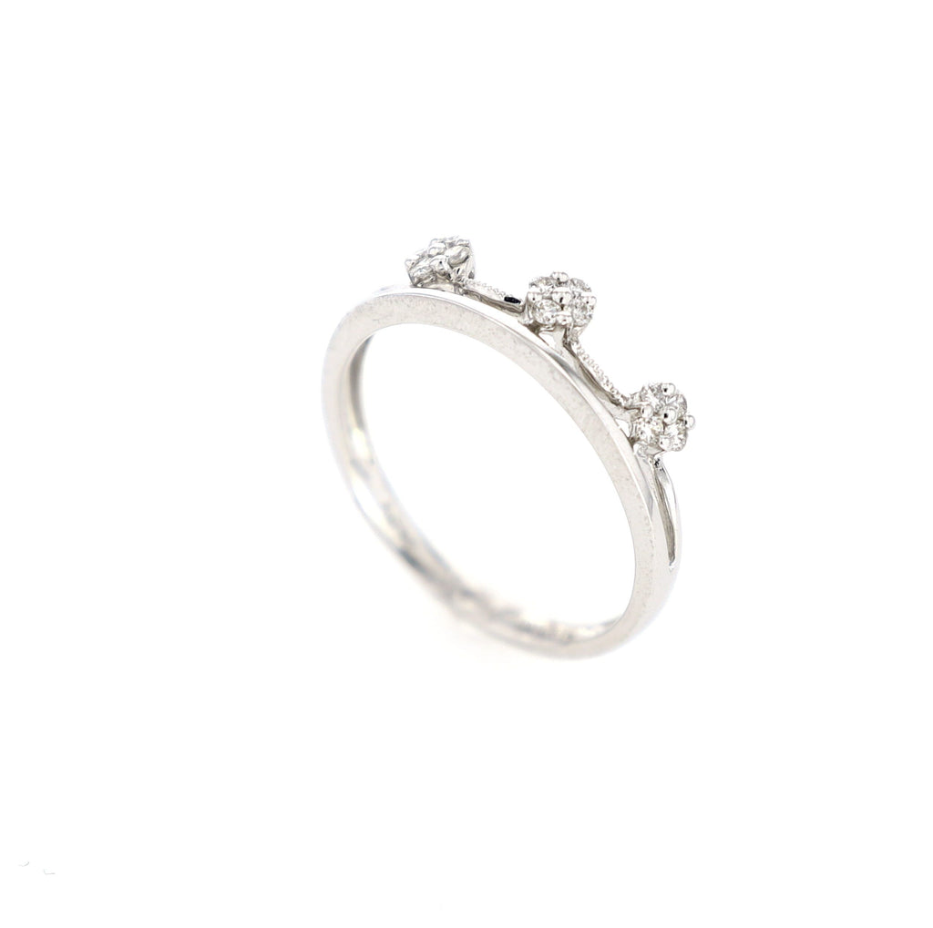 Crown Diamond Ring Stacker 18kt WG 12 RD RN00154