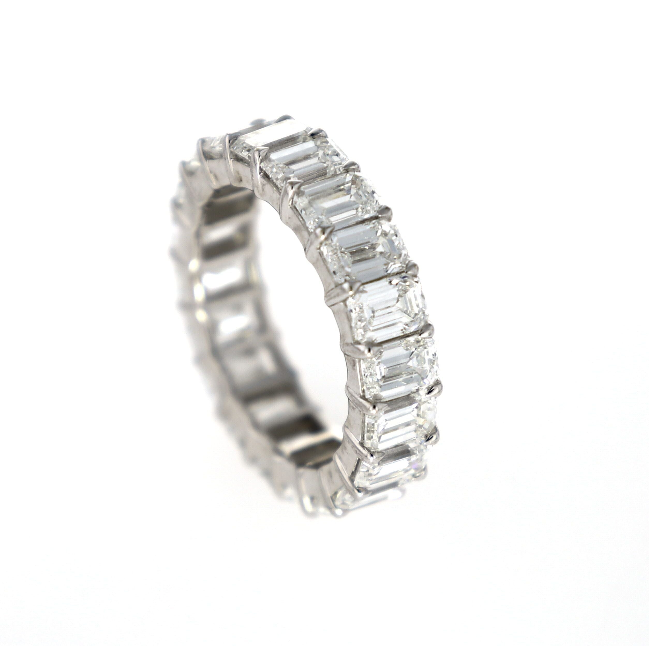 Eternity Band Emerald Stones 14kt WG 8.30cttw LAB 5.48gr Size 8 RN00164