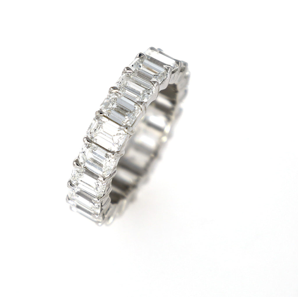 Eternity Band Emerald Stones 14kt WG 8.30cttw LAB 5.48gr Size 8 RN00164