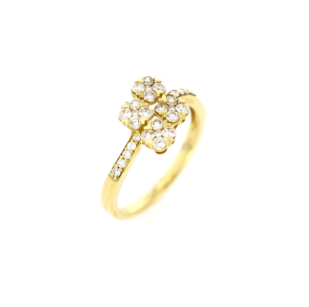 4-Clover Staggered Ring 14kt YG 1.98gr 0.47cttw RN000373