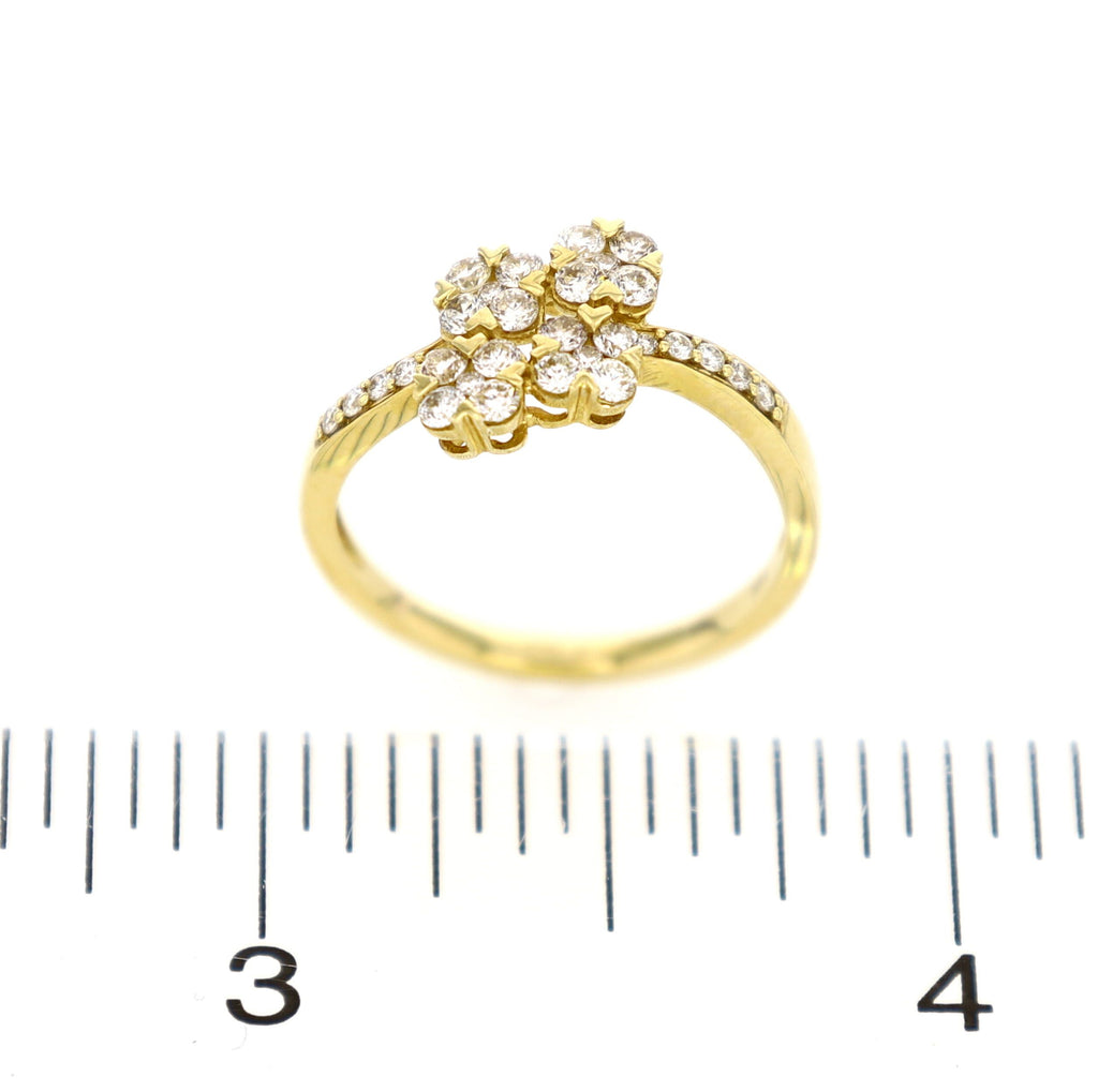 4-Clover Staggered Ring 14kt YG 1.98gr 0.47cttw RN000373