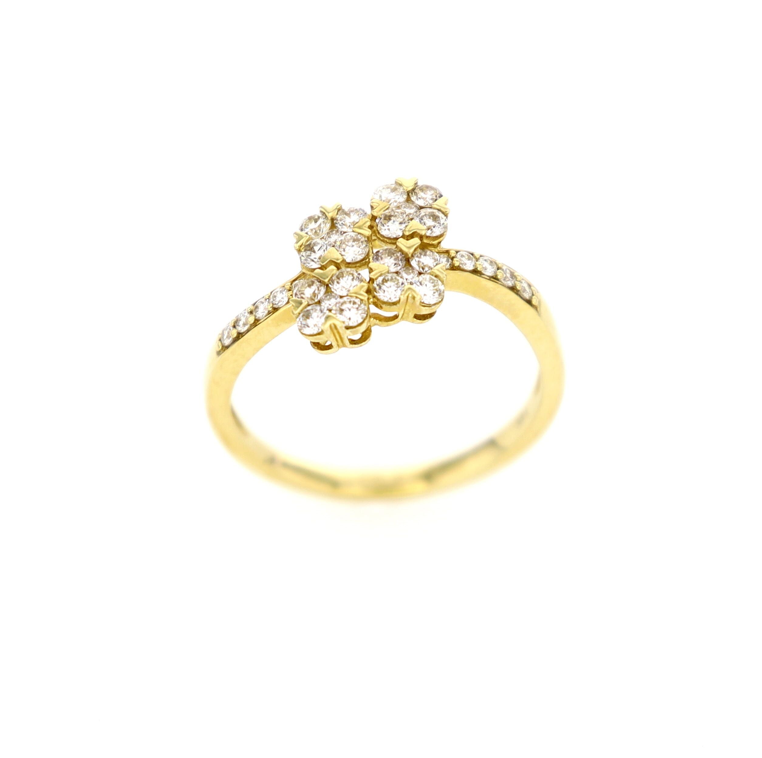 4-Clover Staggered Ring 14kt YG 1.98gr 0.47cttw RN000373