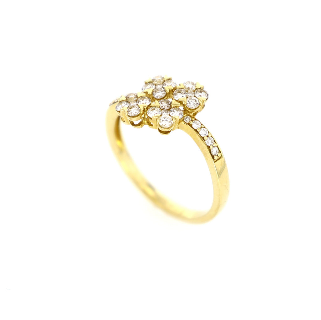 4-Clover Staggered Ring 14kt YG 1.98gr 0.47cttw RN000373