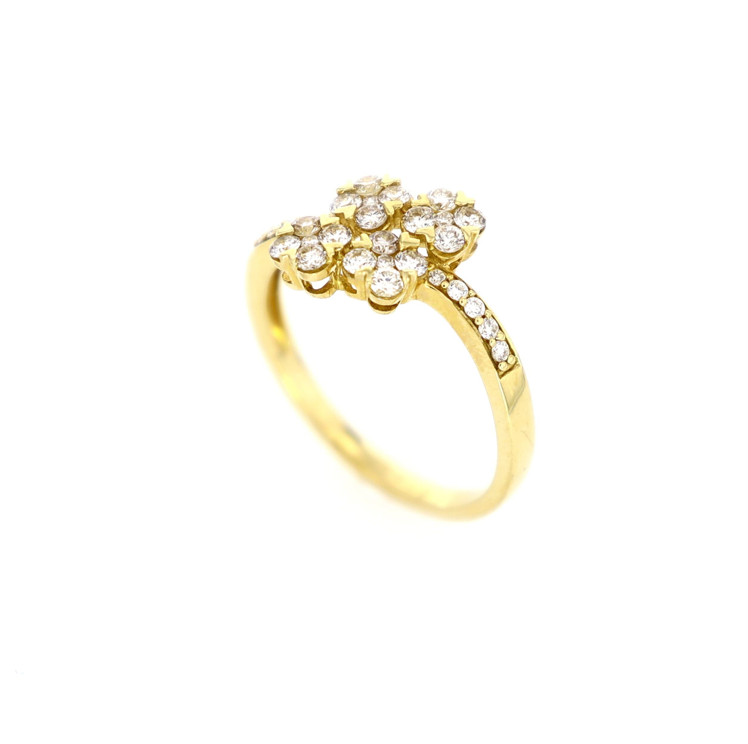 4-Clover Staggered Ring 14kt YG 1.98gr 0.47cttw RN000373