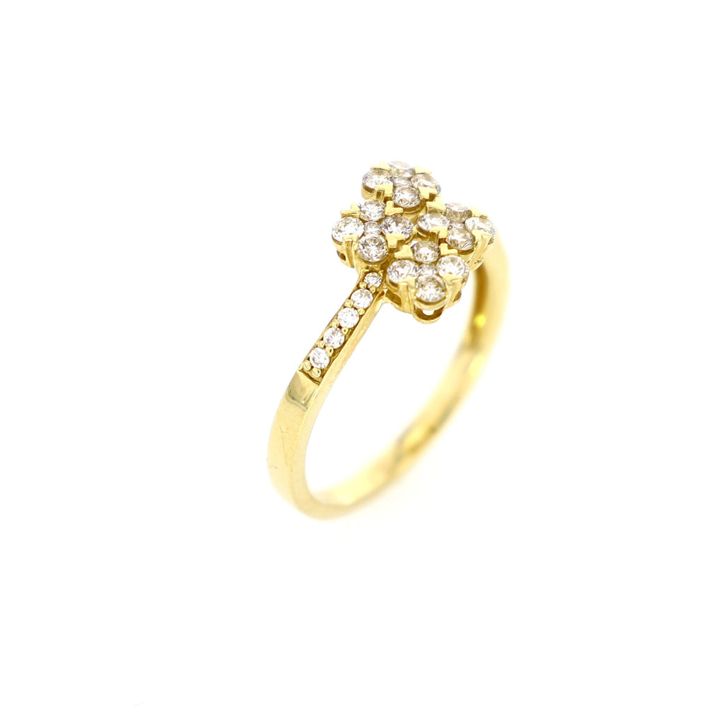 4-Clover Staggered Ring 14kt YG 1.98gr 0.47cttw RN000373