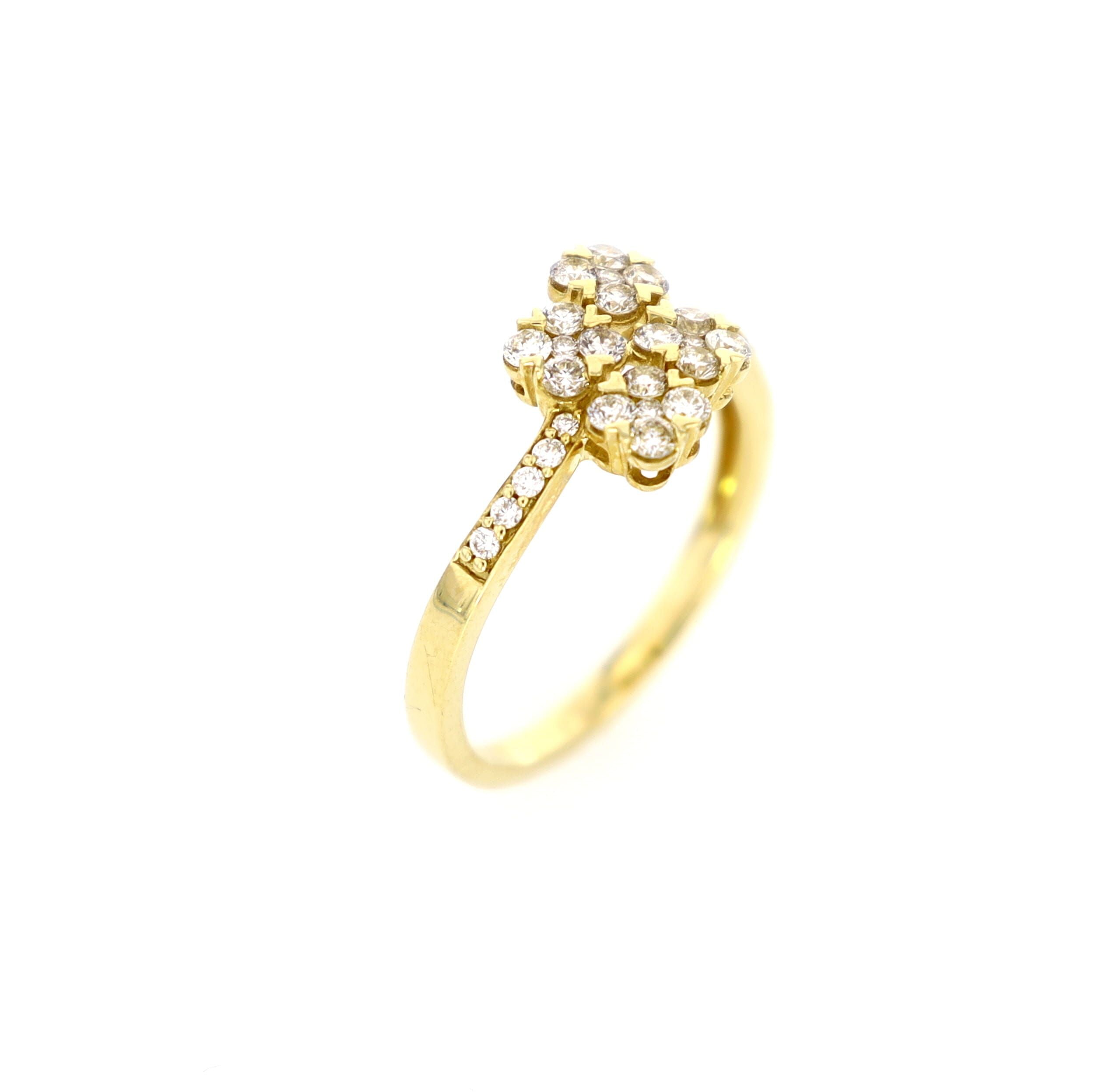 4-Clover Staggered Ring 14kt YG 1.98gr 0.47cttw RN000373