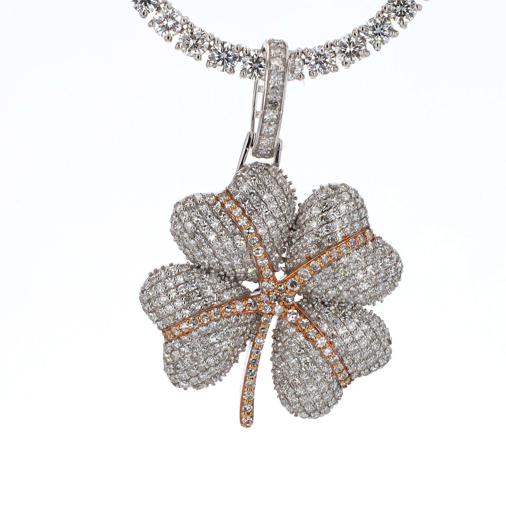 Lucky 4 Leaf Clover Diamond Pendant 10kt WG SI-GH 1.65cttw PN00144