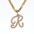 Letter R Pendant 14kt YG 1.8gr VS-FG NAT Diamonds 1.46cttw 15mm PN00104