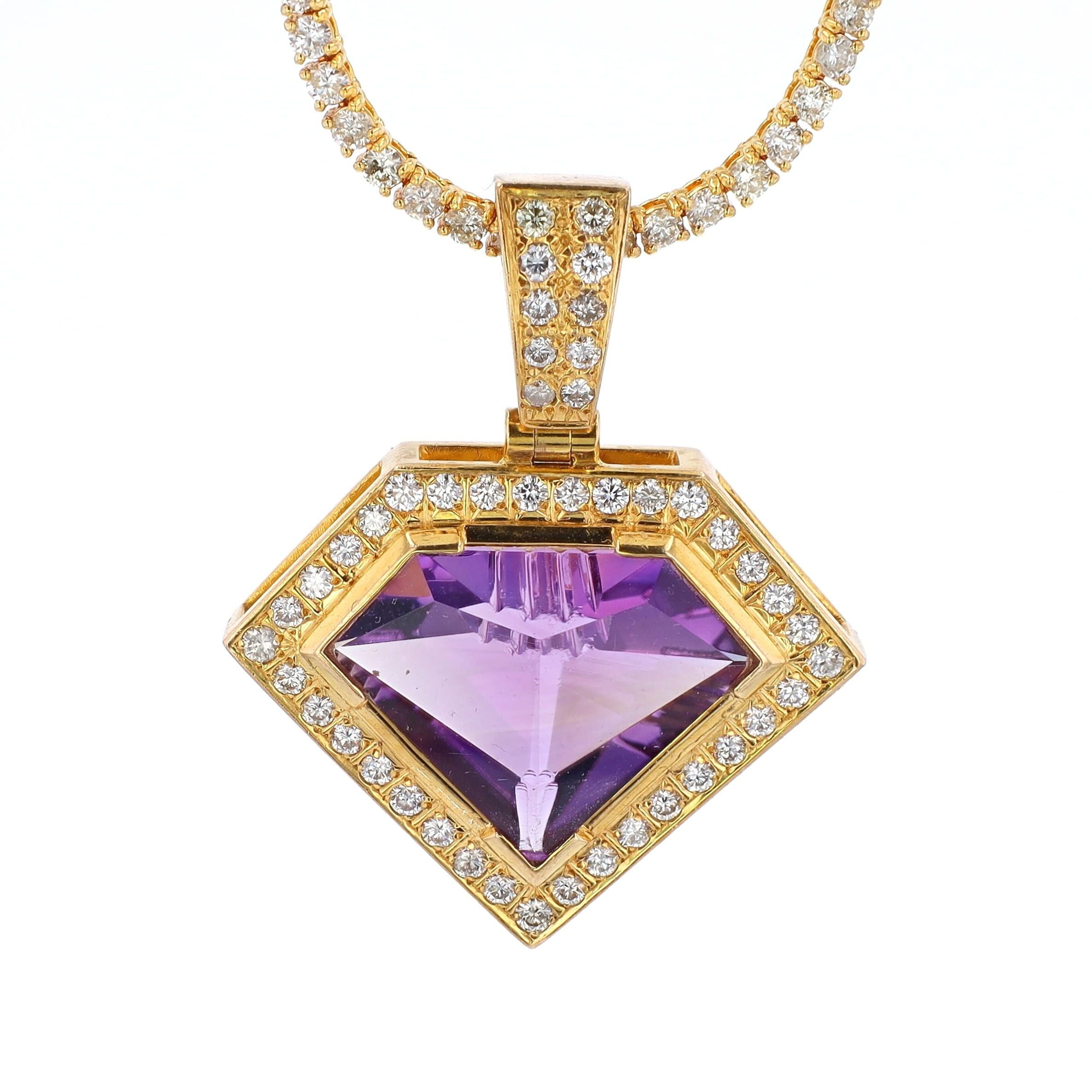 Diamond Amethyst Pendant 10kt YG 15.5gr 1.75" PN00141