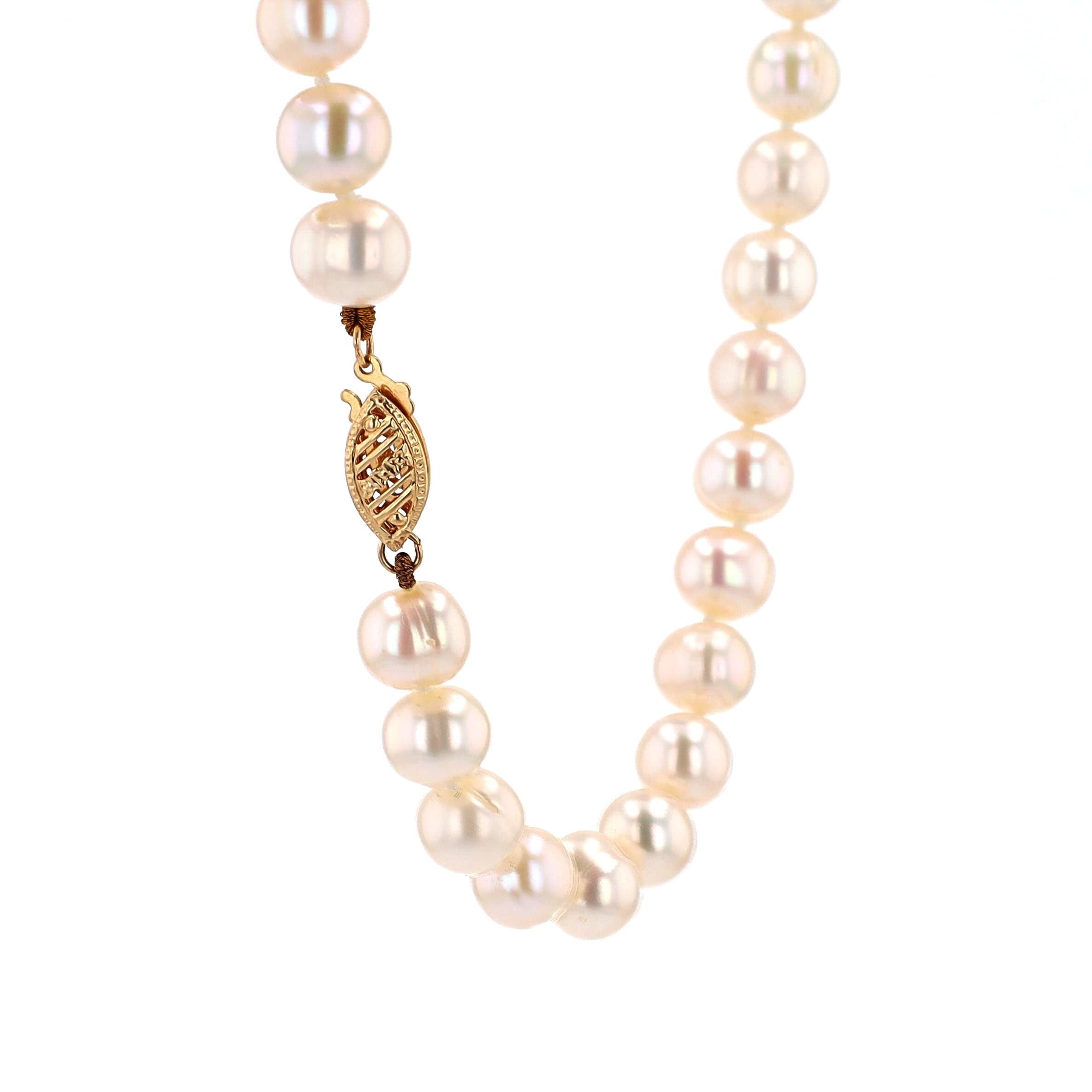 Cultured White Pearls 14kt YG Lock 7-8mm 18" NE00119