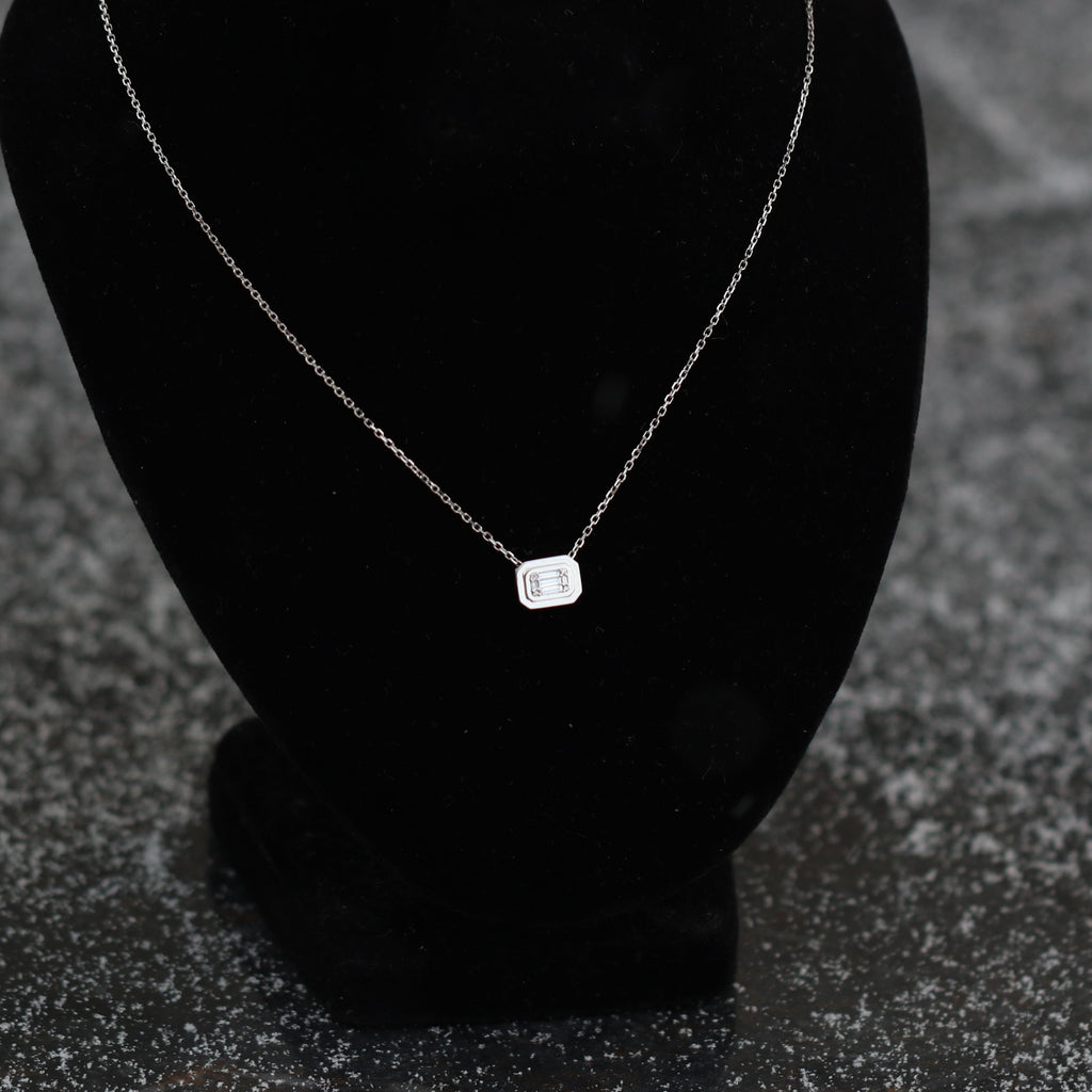 Baguette Cluster Necklace 14kt WG 2.62gr 0.12cttw SI-GHI PN0001046