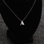 Cashé Letter Necklace "A" 18kt WG 1.75gr 16" Natural Diamonds 40pc RD 6pc BD 0.27cttw Si+GH+ NE00122
