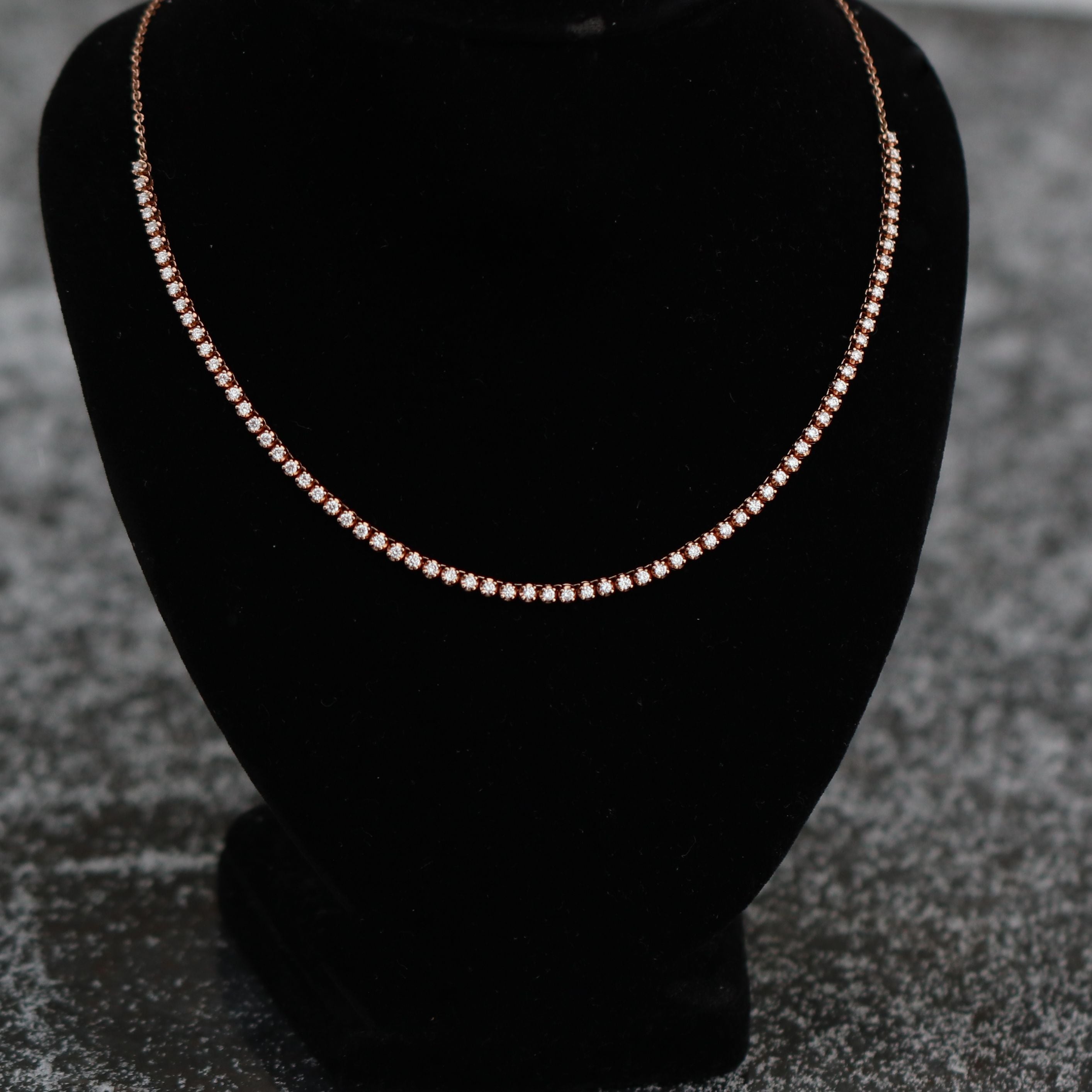 Diamond Row Necklace 18kt RG 9.8gr1.57cttw SI-GHI 29'' PN000659