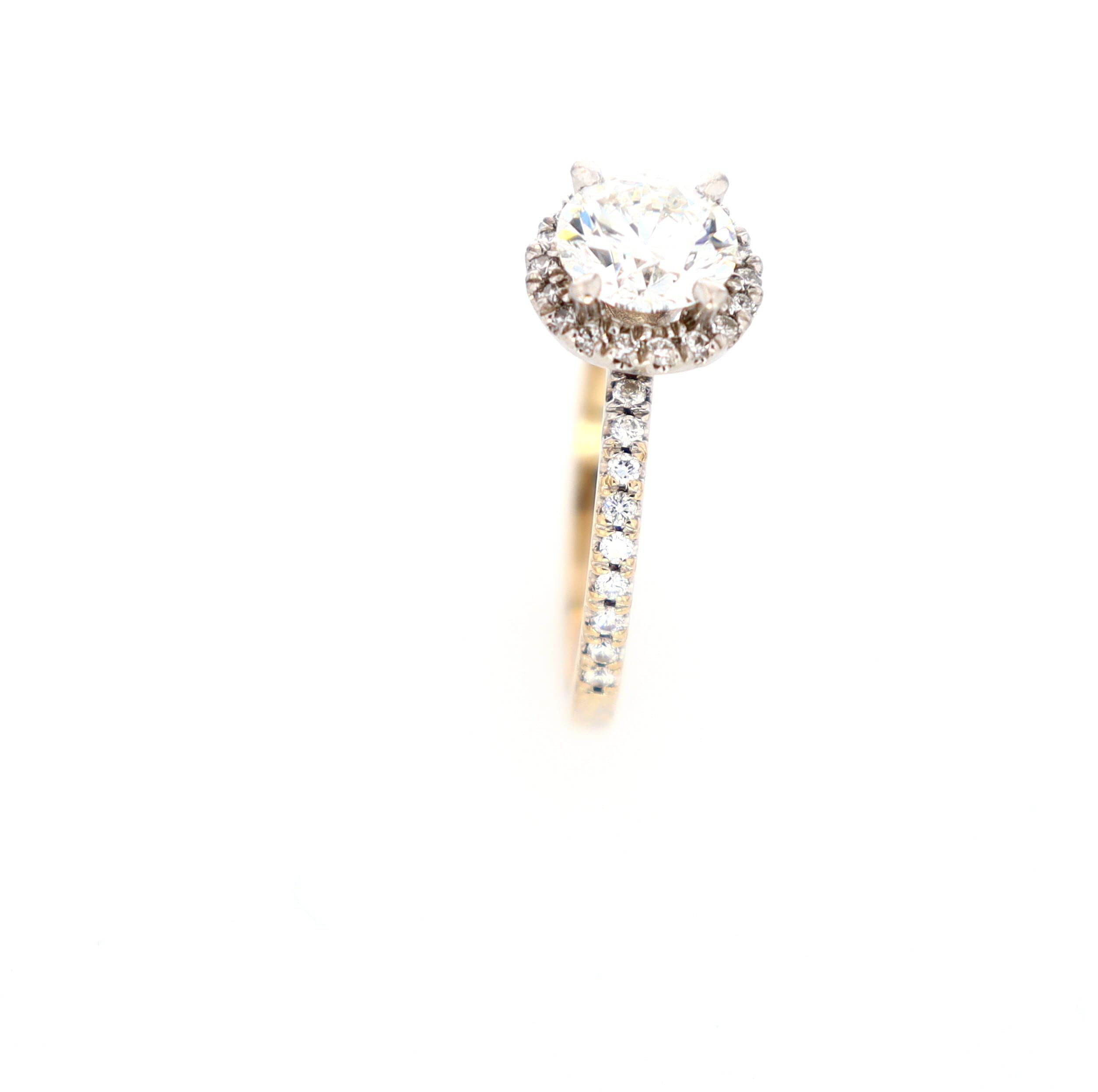 GIA Ladies Halo Round Engagement 18kt WG 3.10gr 1.01ct SI2 G 0.30cttw VS-SI GH RN000432