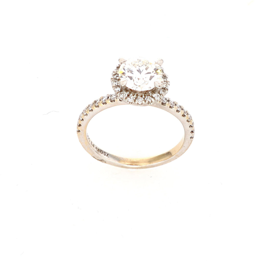 GIA Ladies Halo Round Engagement 18kt WG 3.10gr 1.01ct SI2 G 0.30cttw VS-SI GH RN000432