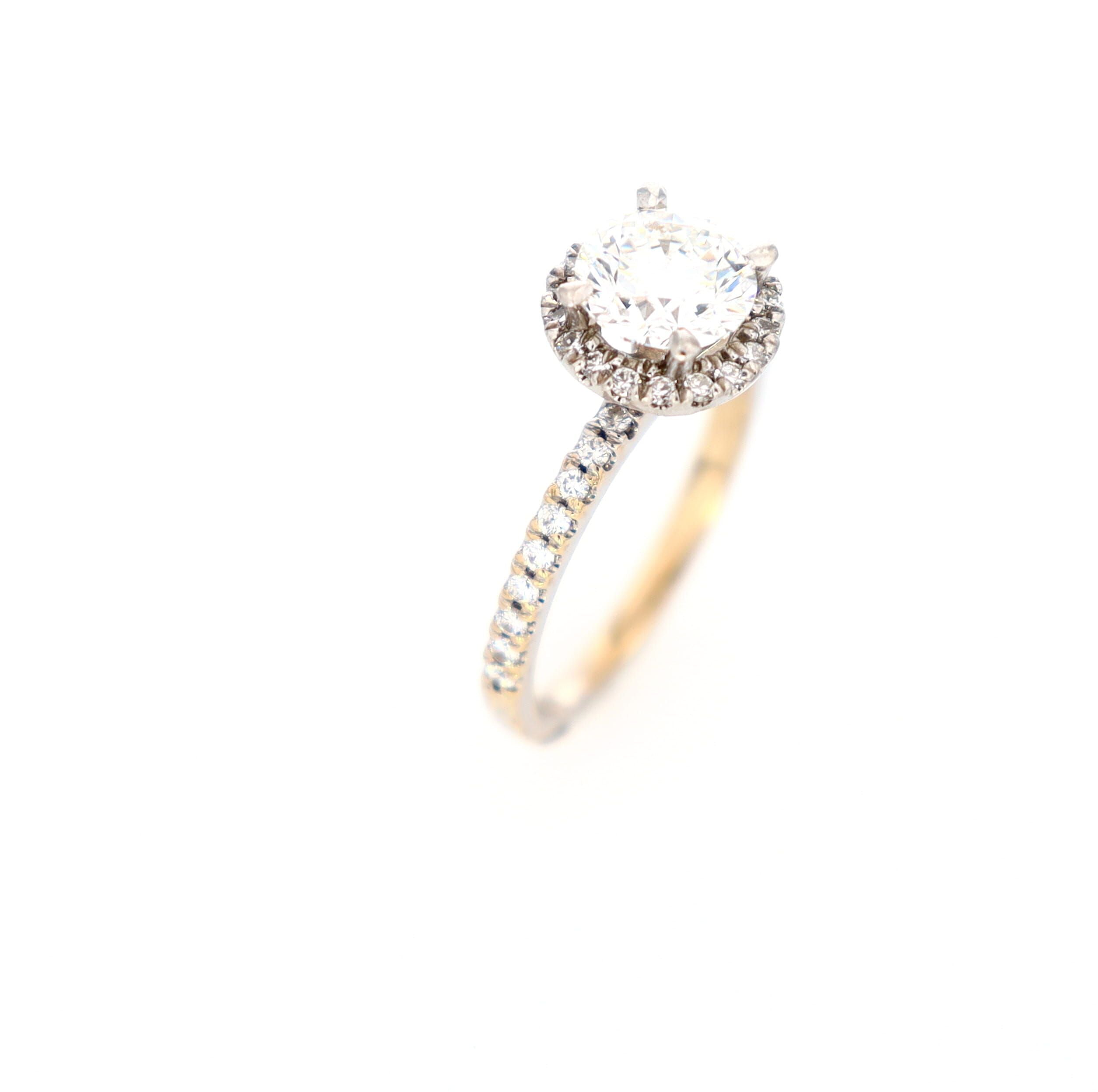 GIA Ladies Halo Round Engagement 18kt WG 3.10gr 1.01ct SI2 G 0.30cttw VS-SI GH RN000432