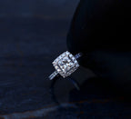 Princess Cut Engagement Ring 18kt WG 3.55gr Band Natural 0.59cttw / PC Center Stone LAB 1.10ct VVS2 - E Cert IGI # LG693513696 Size 6 RN00208