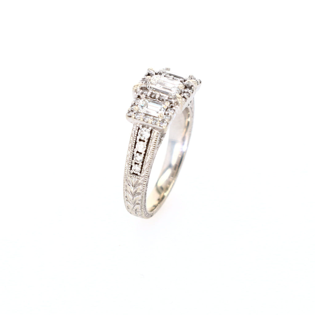 Emerald Cut Diamond Engagement Ring 18kt WG 7.4gr 1.23 cttw Lab/Nat VVS-1 F-G-H RN00189C