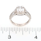 Baguette and Round Cashé Engagement Ring 18kt WG 5.1gr 1.51cttw SI-GHI RN000376