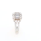 Baguette and Round Cashé Engagement Ring 18kt WG 5.1gr 1.51cttw SI-GHI RN000376