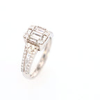 Baguette and Round Cashé Engagement Ring 18kt WG 5.1gr 1.51cttw SI-GHI RN000376