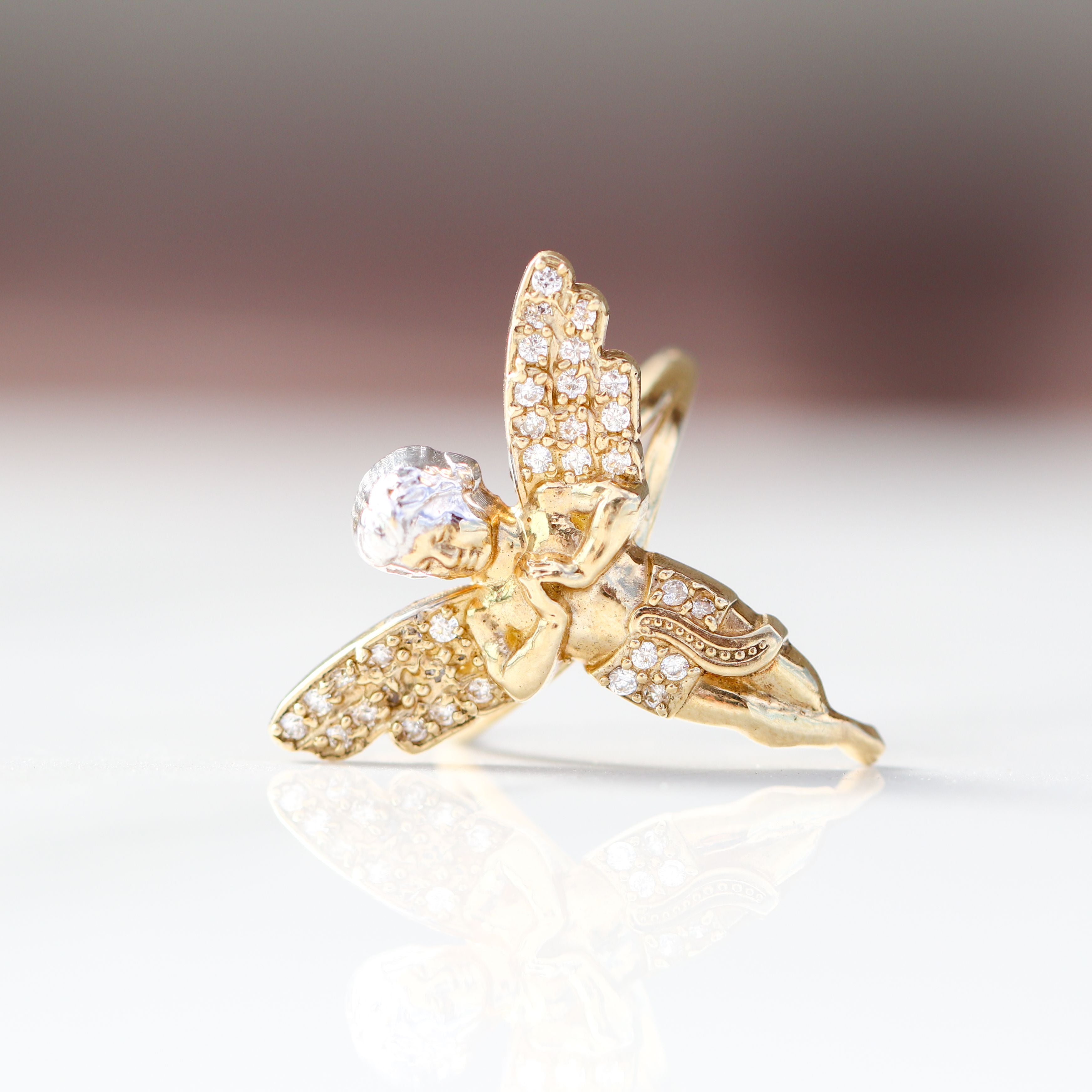 Angel Ring 10kt YG 3.4gr CZ RN00199