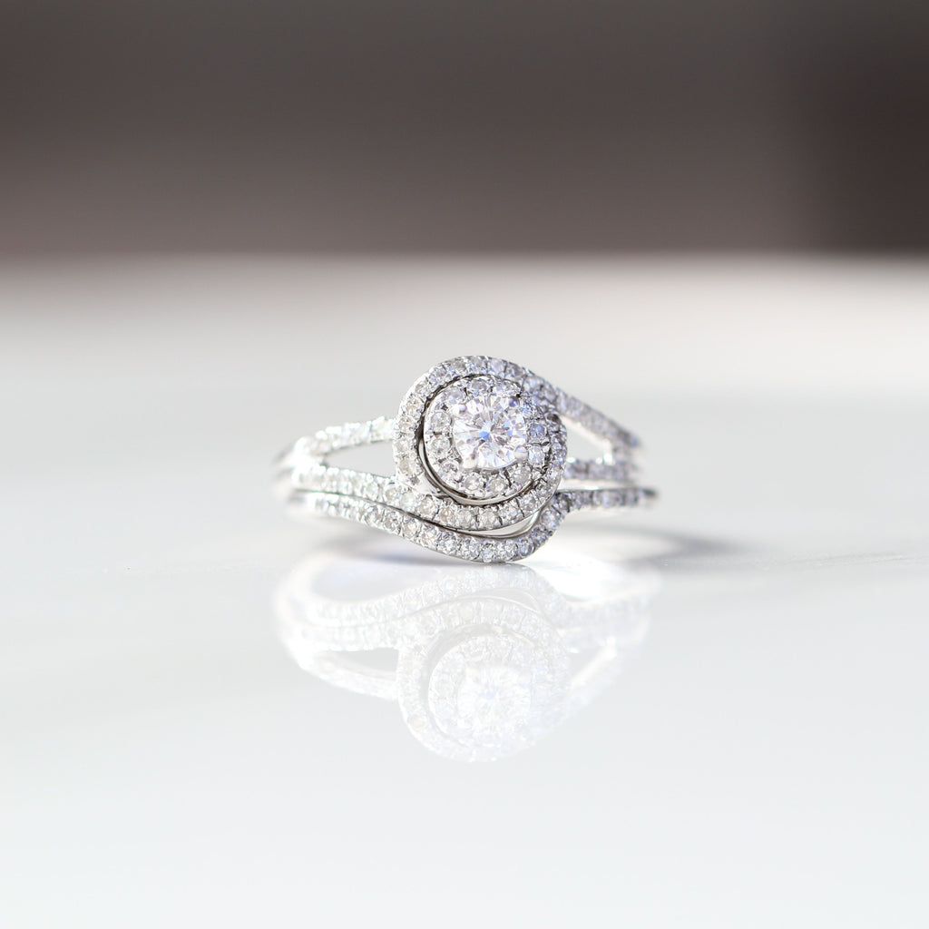 Wedding Ring & Band 2 Piece Set 14kt WG 3.29gr 0.40cttw Natural SI-I GHI Size 5 RN00202