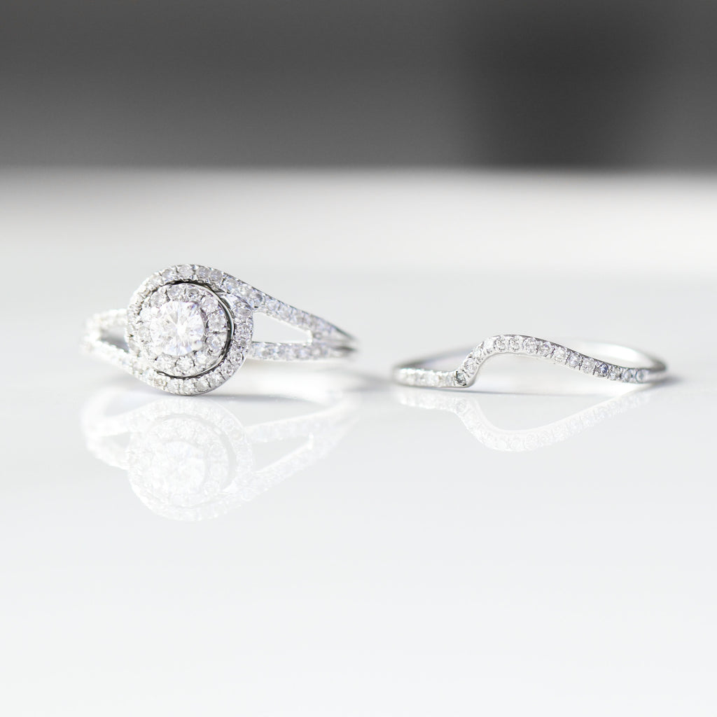 Wedding Ring & Band 2 Piece Set 14kt WG 3.29gr 0.40cttw Natural SI-I GHI Size 5 RN00202