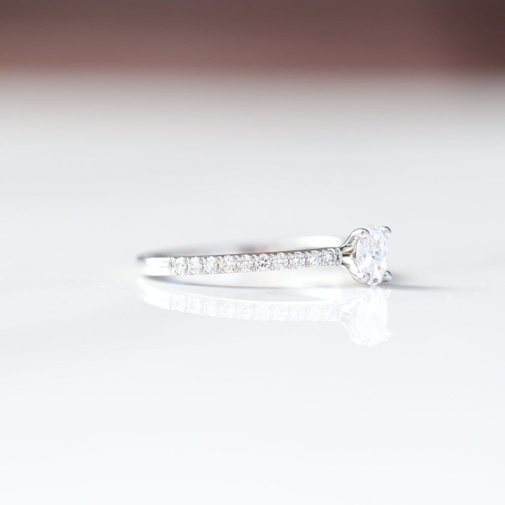 Oval Engagement Ring 14kt WG size 7 LAB VVS2 0.47CTTW RN00213